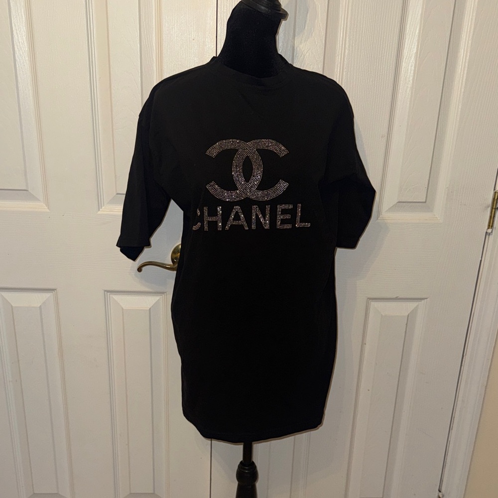 Black Tee with Glittering Logo